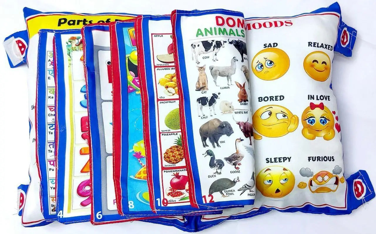 Baby Digital Printed Cotton Fabric Educational Alphabet Learning Soft Pillow Cushion Book